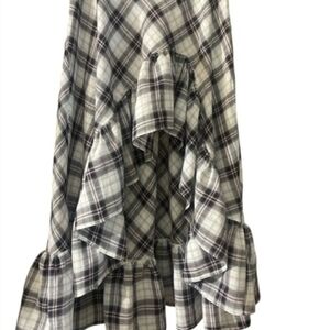 Elegant High-Low Plaid Skirt Boho